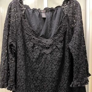 Black Style & co. Lined Eyelet Top